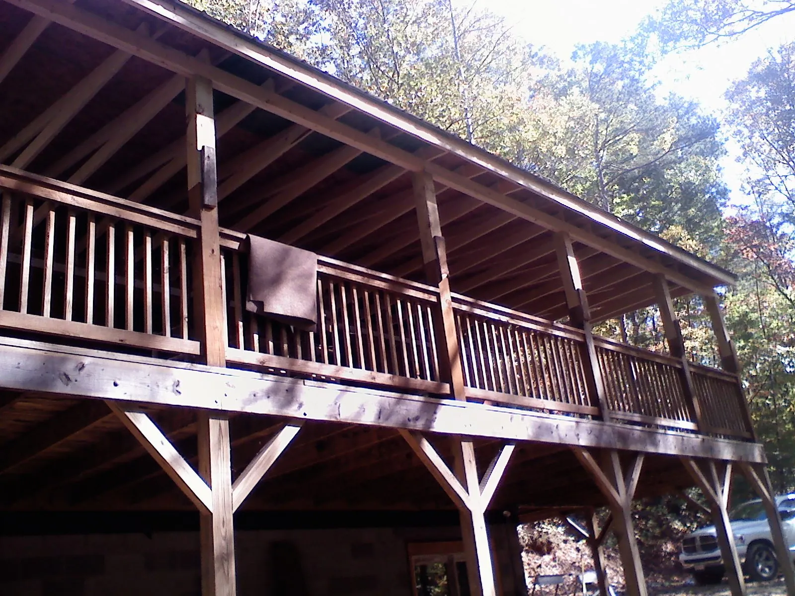 Timber framing under a new elevated porch and deck — Roof Leak Repair in Meridian by Roofing Brothers